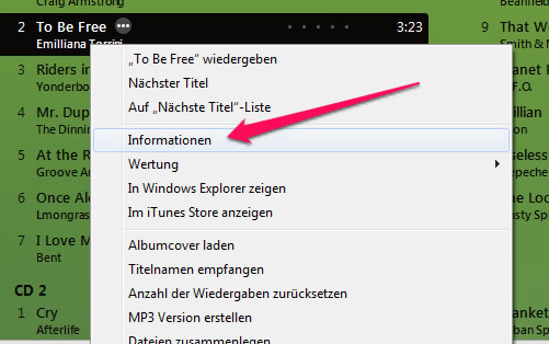 iTunes Titel-Informationen