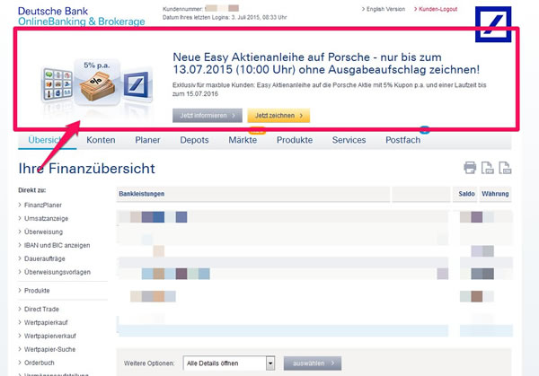 Deutsche Bank Online-Banking Werbe-Header