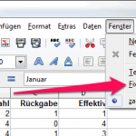 OpenOffice / LibreOffice Fenster -> Fixieren